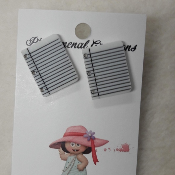 Women's Notebook Inspired Acrylic Postback Handmade Stainless Steel Earrings - Picture 1 of 1